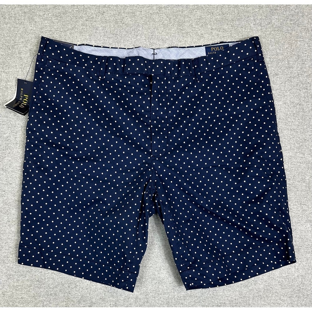 Polo Ralph Lauren Shorts Mens 38 Navy Polka Dot Stretch Slim Fit Prep Resort NWT